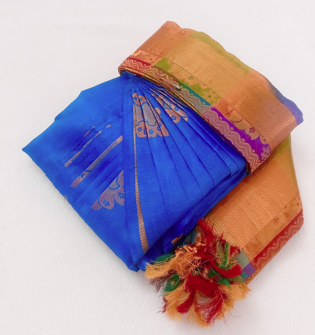 Gallery 1: Woman standing gracefully in a silk saree.